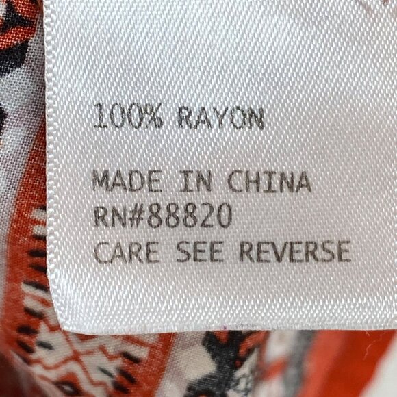 Ava Christine Women's Boho Print Long Sleeve Blouse S Red White - Picture 5 of 6